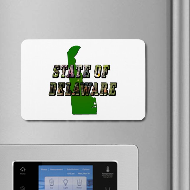 Magnet Flexible État du Delaware Image Text and Map (State of Delaware Picture Text & Map Outline Magnet)