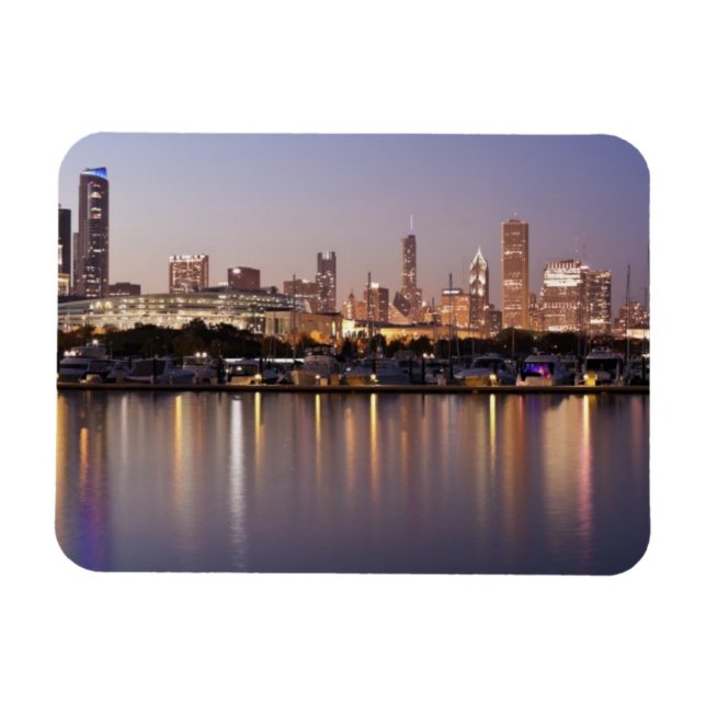 Magnet Flexible États-Unis, Illinois, Chicago skyline à la tombée  (Horizontal)