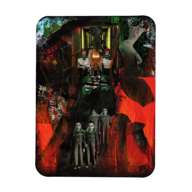 Magnet Flexible Eternal Flame Surreal Goth Mixed Media Collage Art (Vertical)