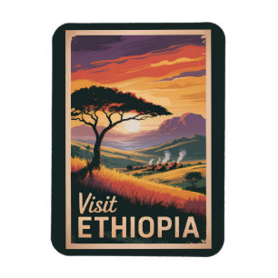 Magnet Flexible Ethiopie Sunset Travel Art Vintage