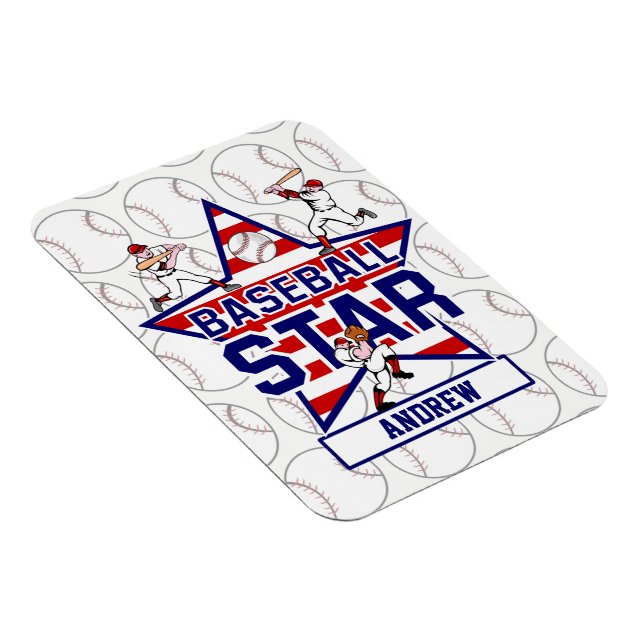Magnet Flexible Étoile de baseball personnalisée et rayures (Côté Droit)