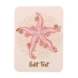 Magnet Flexible Étoiles de mer et motif pastel rose corail