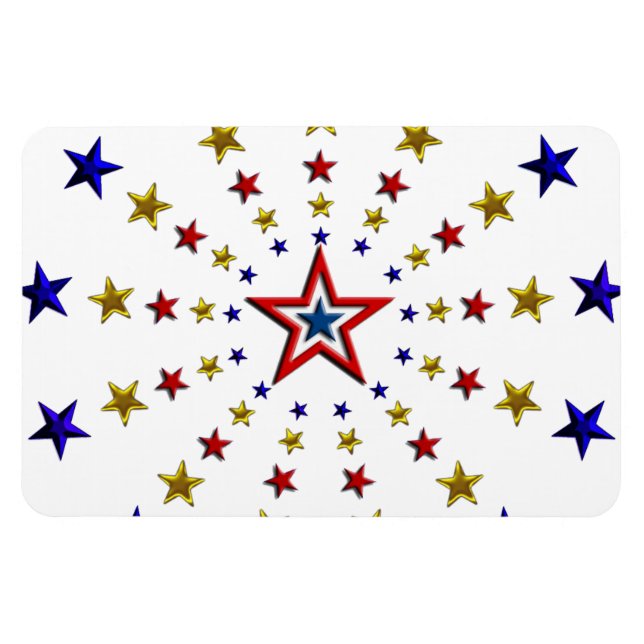 Magnet Flexible Étoiles patriotiques Motif Rouge Or Bleu Flexible (Horizontal)