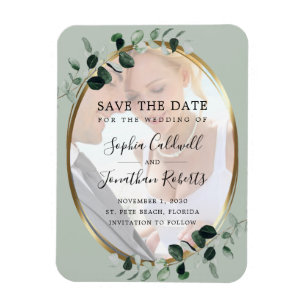 Magnet Flexible Eucalyptus Sage photo mariage Enregistrer la date 