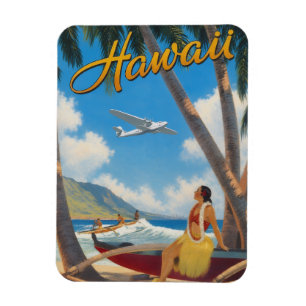 Magnet Flexible Évasion Aloha de la fille hula hawaïenne vintage p