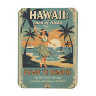 Magnet Flexible Évasion vintage hawaïenne au pays de l'Aloha vers 