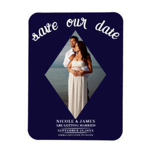 Magnet Flexible Événement de mariage photo diamant minimal bleu En