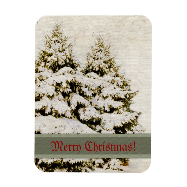Magnet Flexible Evergreens d'hiver Vintages (Vertical)