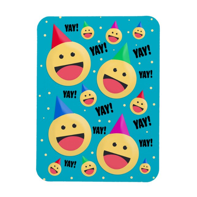 Magnet Flexible Excité Happy YAY Emojis dans les fêtes Casquettes (Vertical)