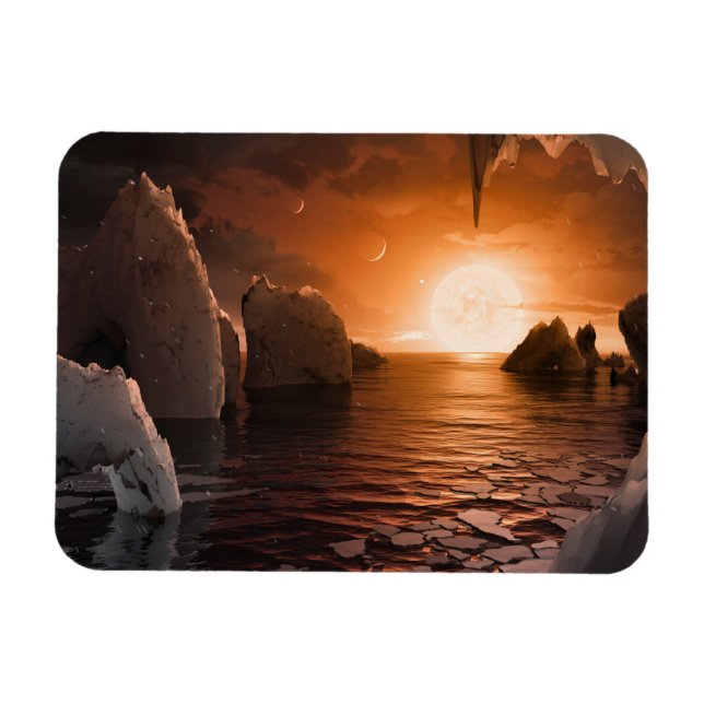 Magnet Flexible Exoplanet Trappist-1f De Son Côté Nocturne Icy. (Horizontal)