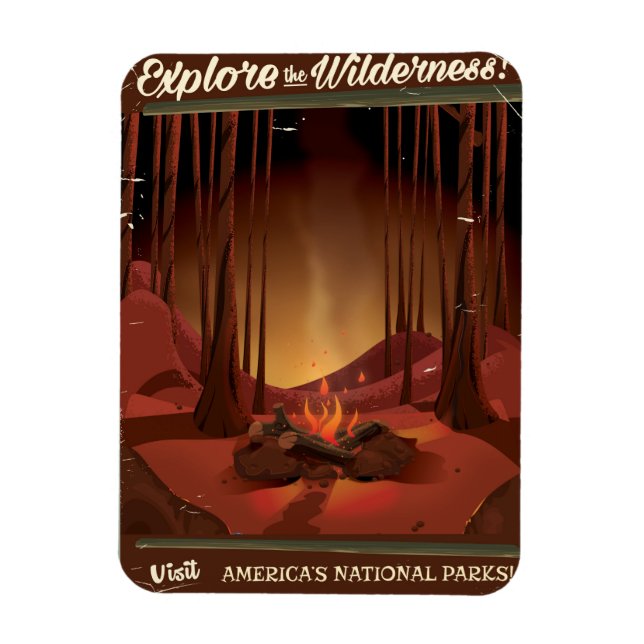 Magnet Flexible Explorez la nature ! Affiche de feu de camp (Vertical)