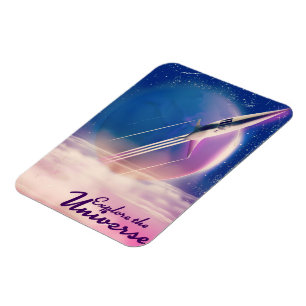 Magnet Flexible Explorez l'univers Affiche rétro de l'espace