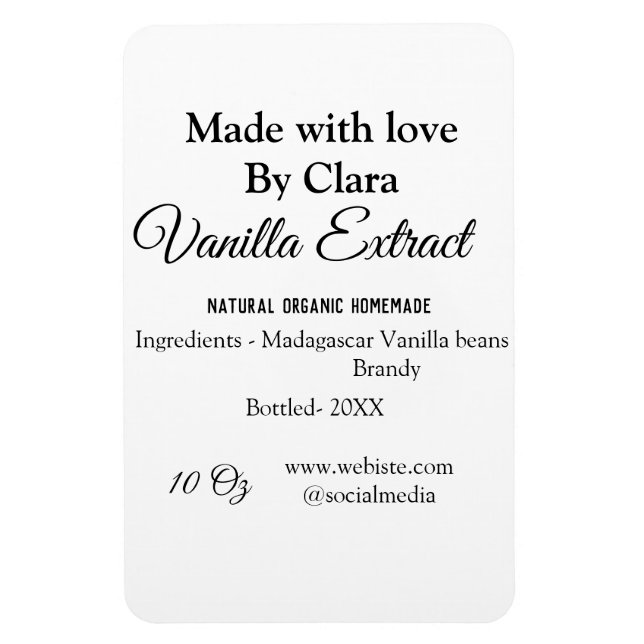 Magnet Flexible Extrait de vanille fait maison ajouter les ingrédi (Vertical)