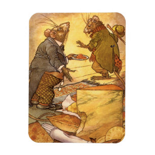 Magnet Flexible Fable d'Ésope vintage, Souris des champs, Souris d