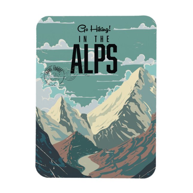 Magnet Flexible Faire de la randonnée dans les Alpes (Vertical)