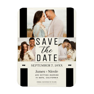 Magnet Flexible Faire moderne blanc cassé enregistrer la date 3 Ph