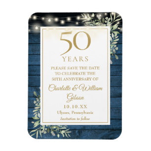 Magnet Flexible Faire-part de 50e anniversaire de mariage en bois 