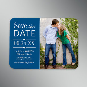 Magnet Flexible Faire part de date cobalt bleu à panneau partagé