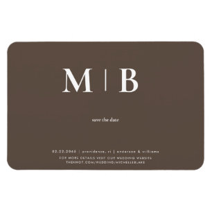 Magnet Flexible Faire-part de date contemporain à monogramme en ch