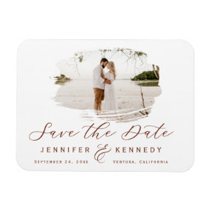 Magnet Flexible Faire part de date de mariage cadre brossé romanti