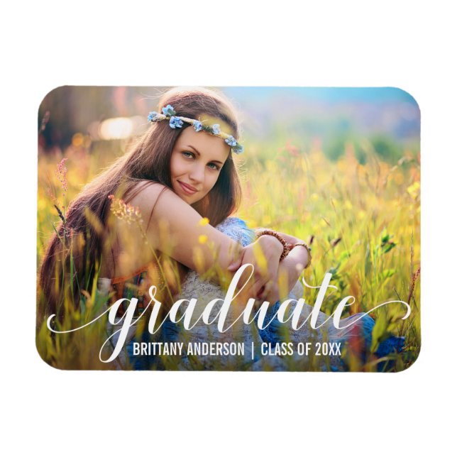 Magnet Flexible Faire-part de graduation de script moderne (Horizontal)