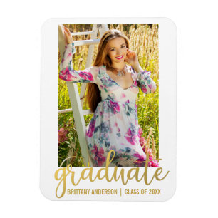 Magnet Flexible Faire-part de graduation de script moderne Photo G