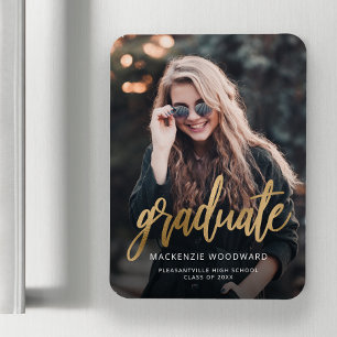 Magnet Flexible Faire-part de graduation du script d'or photo