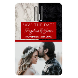 Magnet Flexible Faire-part de mariage avec monogramme pour annonce