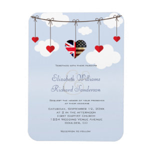 Magnet Flexible Faire-part de mariage des drapeaux américains