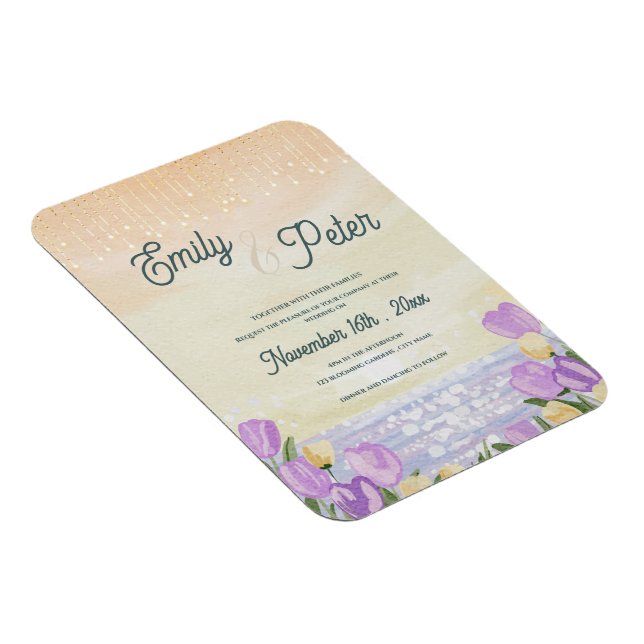 Magnet Flexible Faire-part de mariage floral aquarelle côtier (Côté Droit)