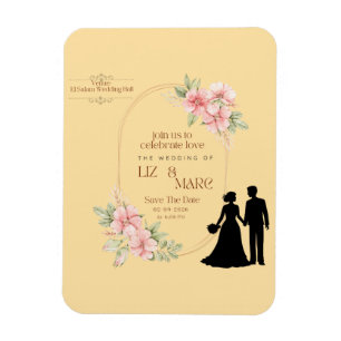 Magnet Flexible Faire-part de mariage floral élégant