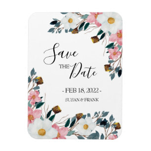 Magnet Flexible Faire-part de mariage floral rose