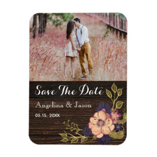 Magnet Flexible Faire-part de mariage floral rustique pour annonce