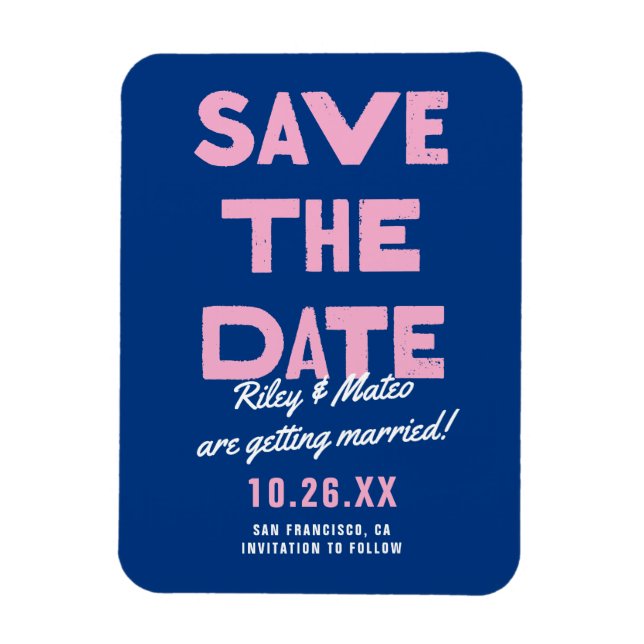 Magnet Flexible Faire-part de mariage funky moderne gras à conserv (Vertical)