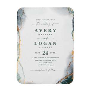 Magnet Flexible Faire-part de mariage magnétique Abstrait vert et 