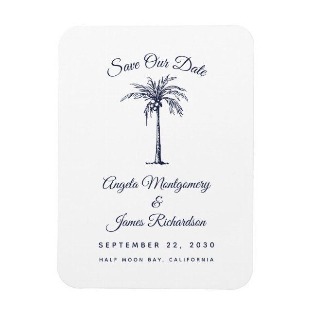 Magnet Flexible Faire-part de mariage moderne à Palm Beach bleu ma (Vertical)