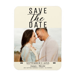 Magnet Flexible Faire-part de mariage moderne avec photo et date à