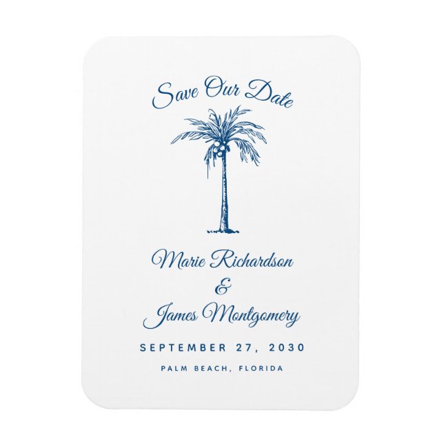 Magnet Flexible Faire-part de mariage moderne bleu plage (Vertical)