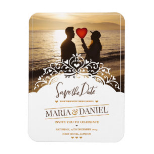 MAGNET FLEXIBLE FAIRE-PART DE MARIAGE ORNAMENTALE AVEC PHOTOS
