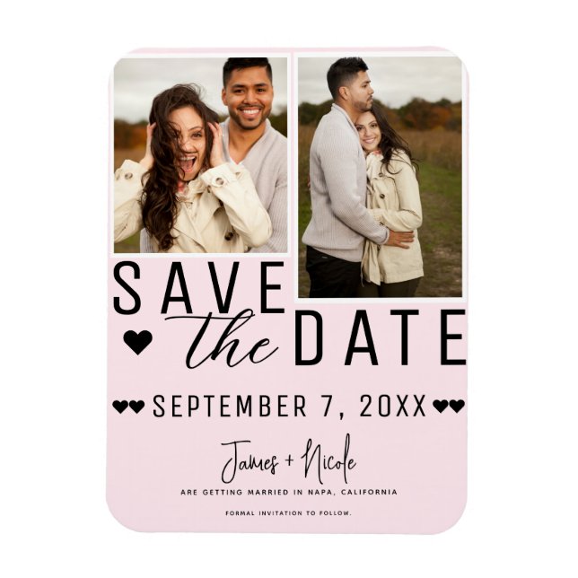 Magnet Flexible Faire part de mariage photo 2 Rose clair (Vertical)