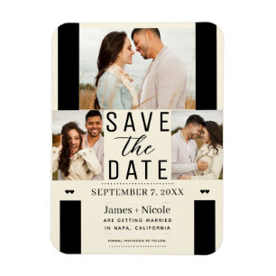 Magnet Flexible Faire part de mariage photo 3 Modern Cream Save th