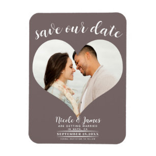 Magnet Flexible Faire-part de mariage photo champignon taupe cœur