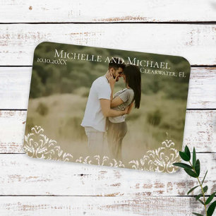 Magnet Flexible Faire-part de mariage photo Élégante calligraphie