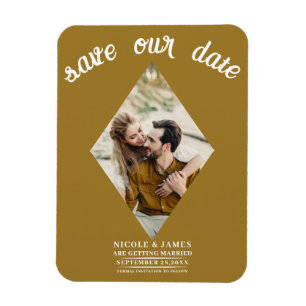 Magnet Flexible Faire part de mariage photo Or Rustique