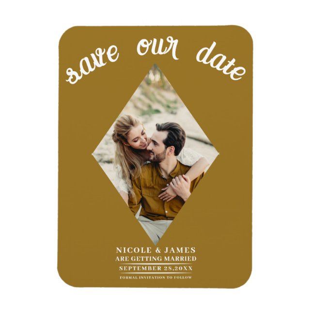 Magnet Flexible Faire part de mariage photo Or Rustique (Vertical)
