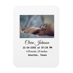 Magnet Flexible Faire-part de naissance ajoutez photo date heure l