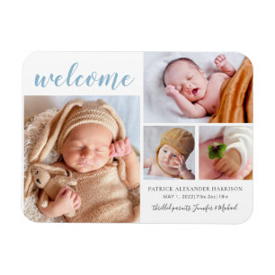 Magnet Flexible Faire-part de naissance Collage Photo Bienvenue Ga