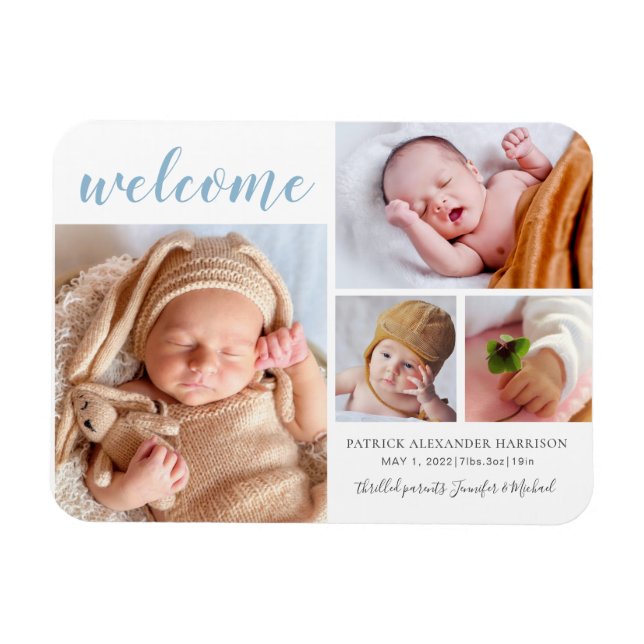 Magnet Flexible Faire-part de naissance Collage Photo Bienvenue Ga (Horizontal)