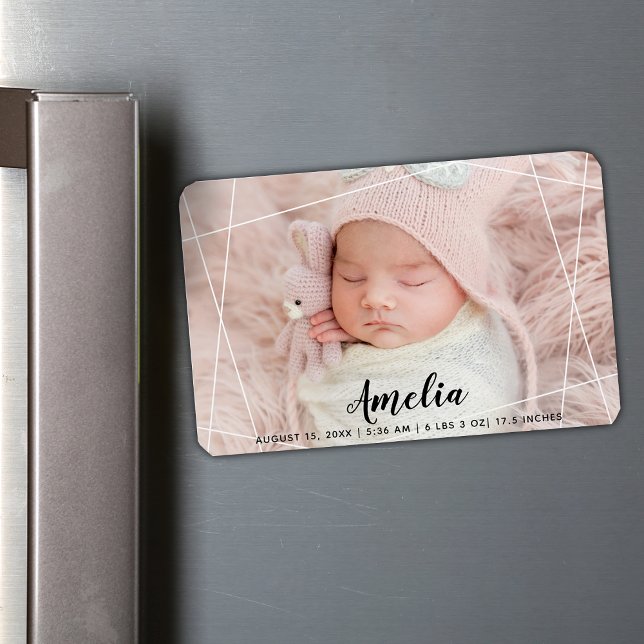 Magnet Flexible Faire-part de naissance de formes géométriques mod (Modern Geometric Shapes Birth Announcement Magnet)