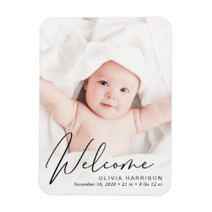 Magnet Flexible Faire-part de naissance de script de photos d'accu